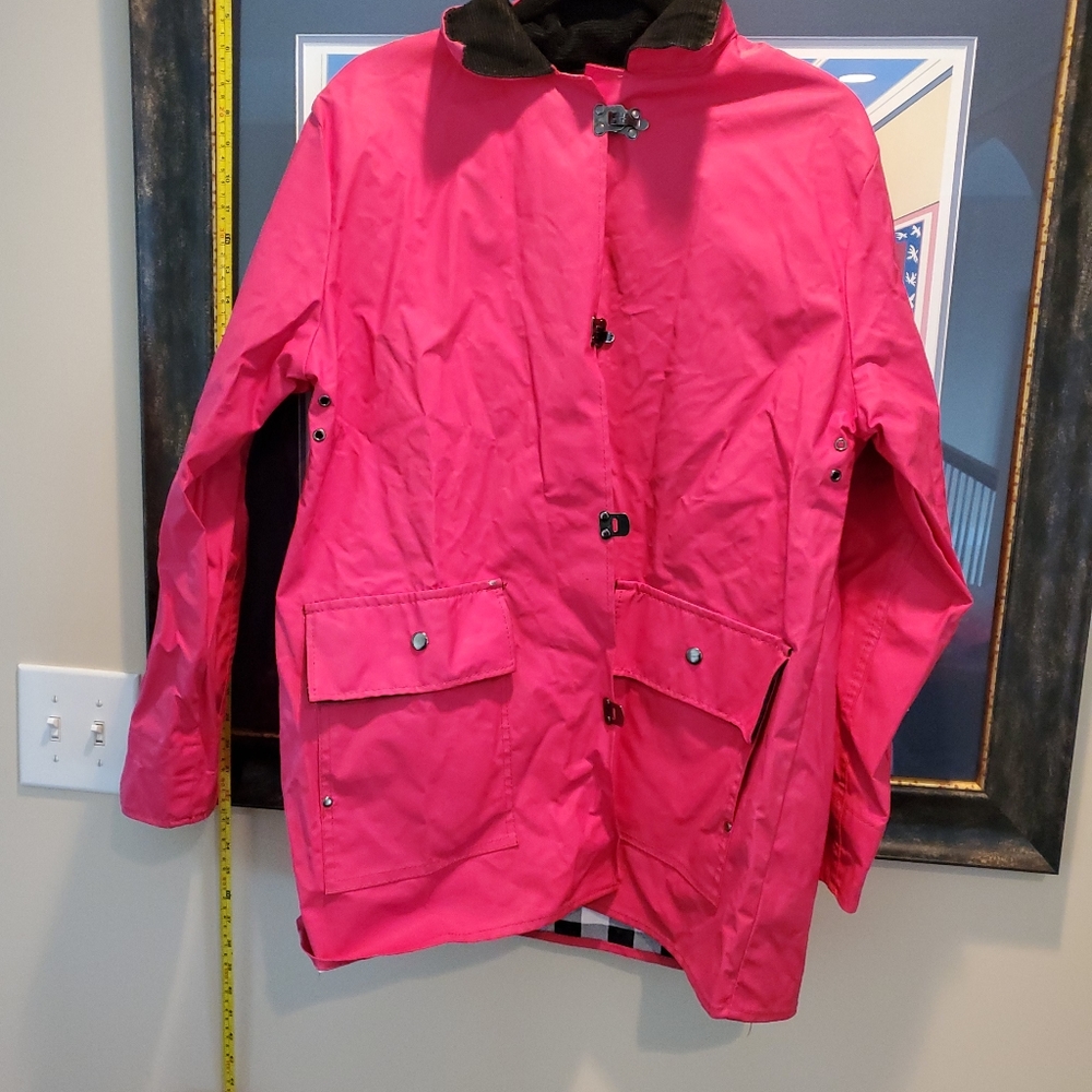 SPortables vintage pink vinyl women's rain jacket